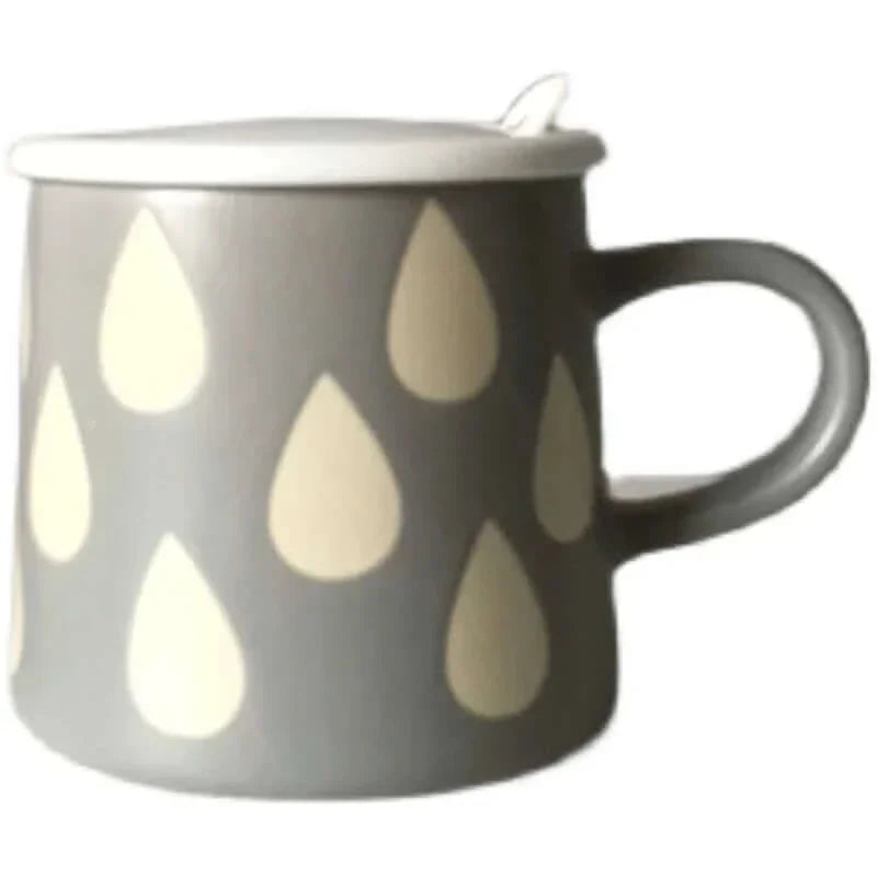 Tasse chic peinte à la main avec couvercle et cuillère optionnels