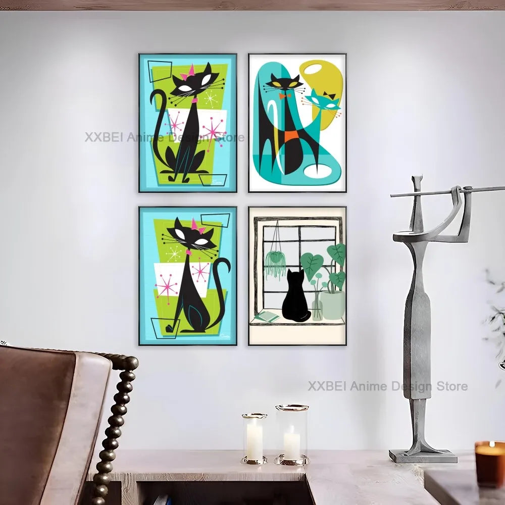 Affiche en toile premium Space-Age Atomic Cat
