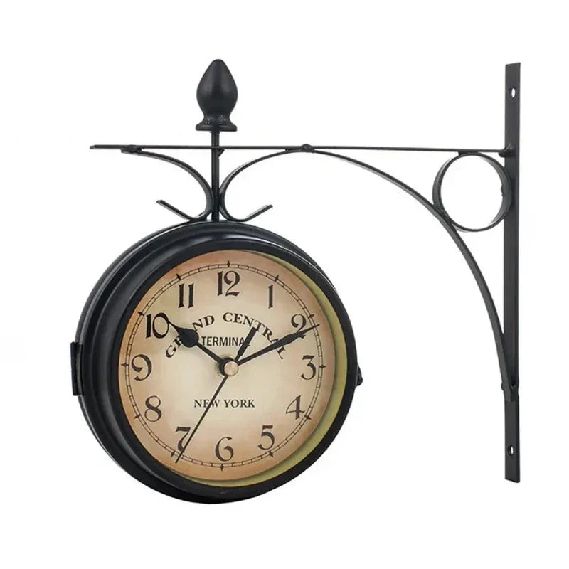 Floroux Vintage Horloge murale double face | Design nostalgique | Finition de haute qualité | Idéal pour la maison et le bureau