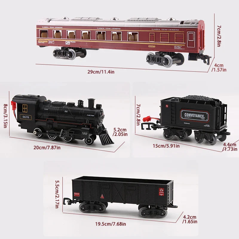Train Set avec Lumières & Sons - Jouet Locomotive Interactif pour Enfants Alimenté par Batterie Électrique à Vapeur