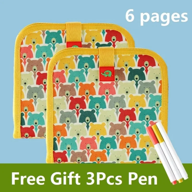 Tableau de dessin magique à 6 côtés pour enfants - tableau éducatif effaçable avec 3 crayons à craie, côtés transparent et noir, activité de coloriage amusante