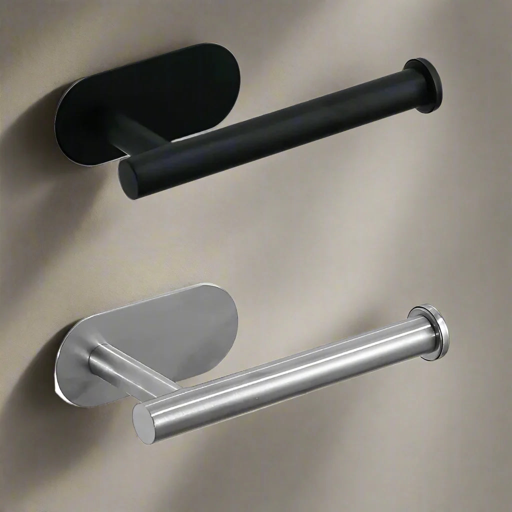 Étagère de salle de bain en acier inoxydable moderne et support autocollant pour rouleau de papier toilette