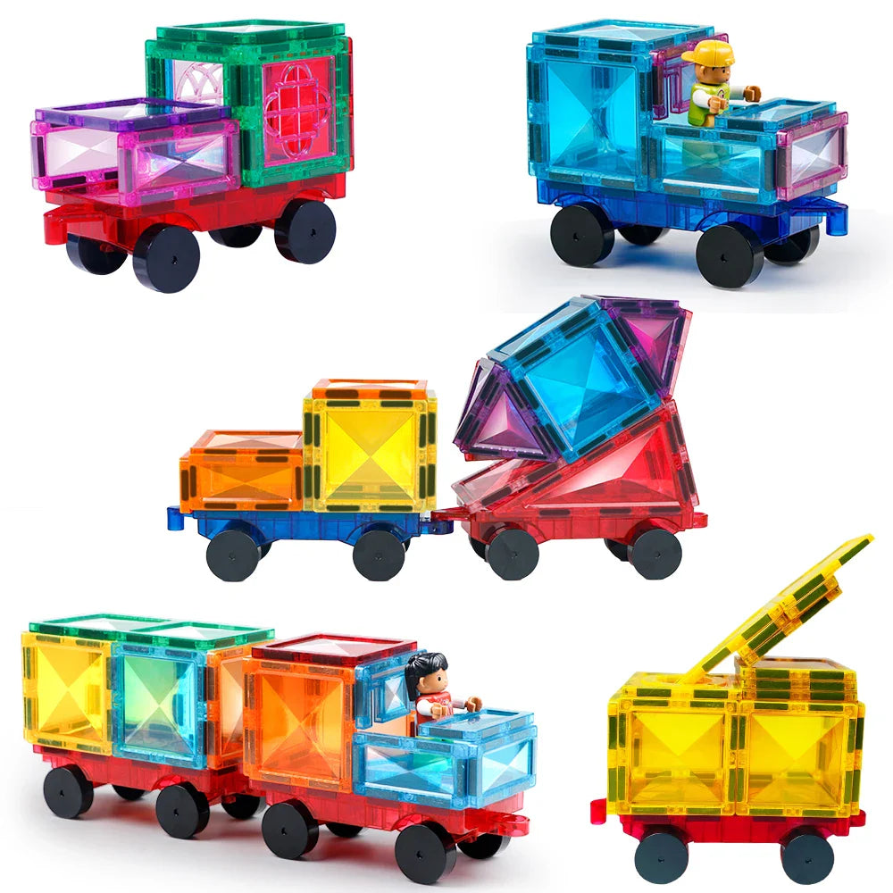 Ensemble de tuiles de construction magnétiques en diamant 3D colorées - Jouets éducatifs STEM pour les enfants de 3 à 8 ans, parfaits pour le jeu créatif et le développement des compétences