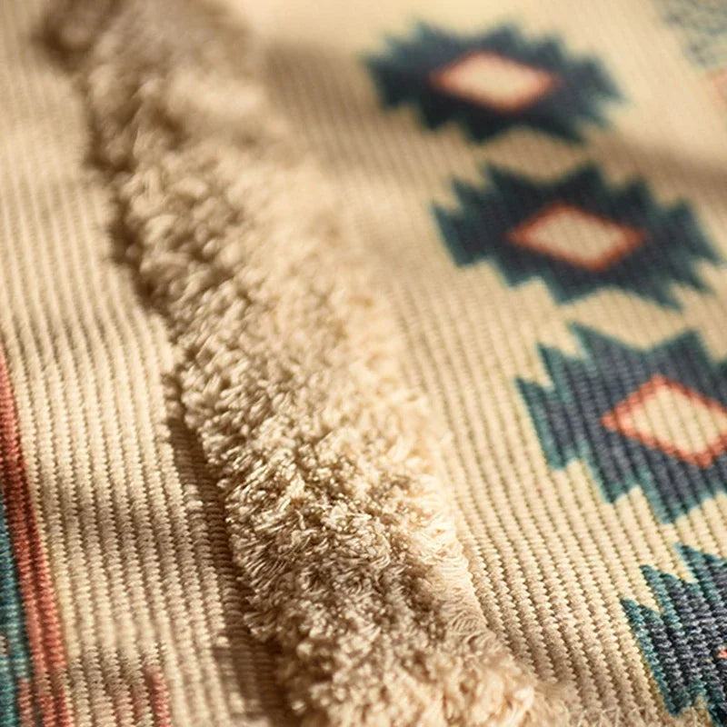 Tapis tissé à la main rétro-bohème 60x90 cm – Tapis à franges pour salon et décoration intérieure