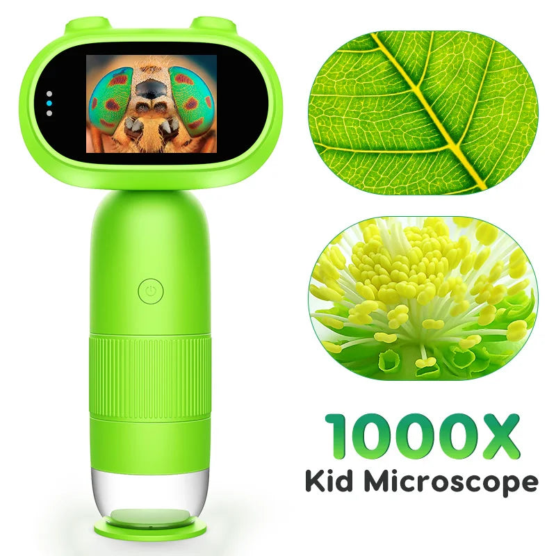 Microscope numérique portatif pour enfants - 1000x de grossissement, écran IPS de 2" outil de collection de pièces