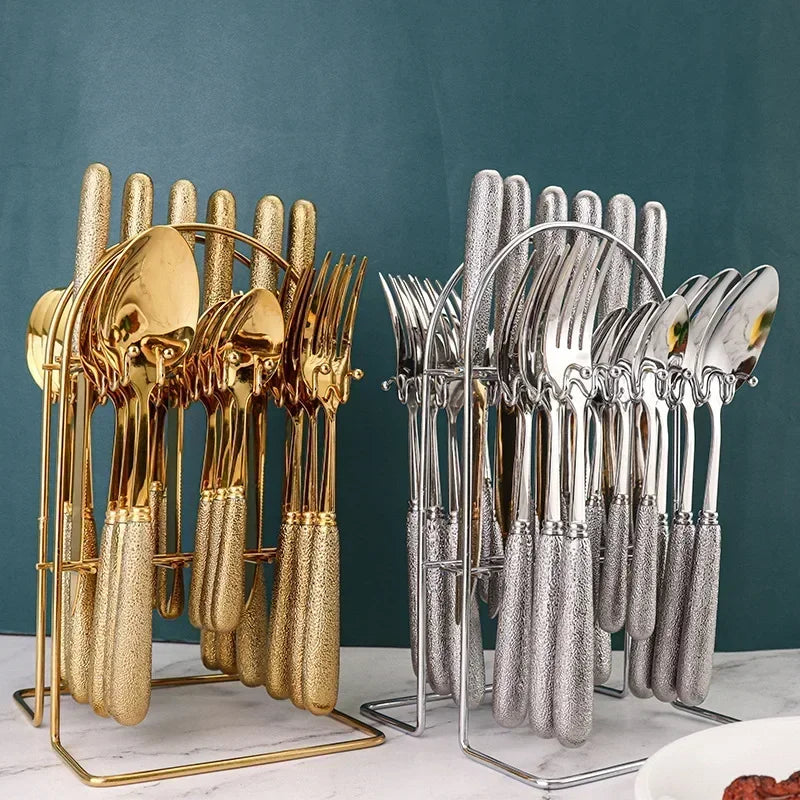 Ensemble de couverts de luxe élégant en acier inoxydable pour chaque repas