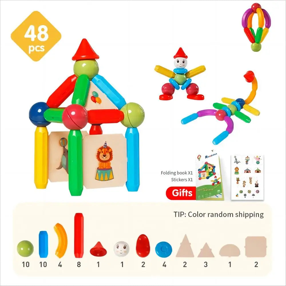 Ensemble de Blocs de Construction Magnétiques - Jouet Éducatif pour Enfants avec Bâtons et Boules Magnétiques pour un Jeu Créatif, Cadeau Idéal pour Garçons et Filles