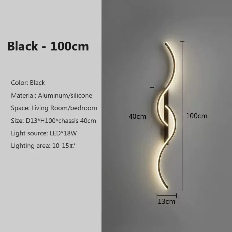 Lampe murale LED 60/80/100CM Télécommande intelligente Température de couleur réglable Luminosité Chambre de nuit Salon Appliques murales