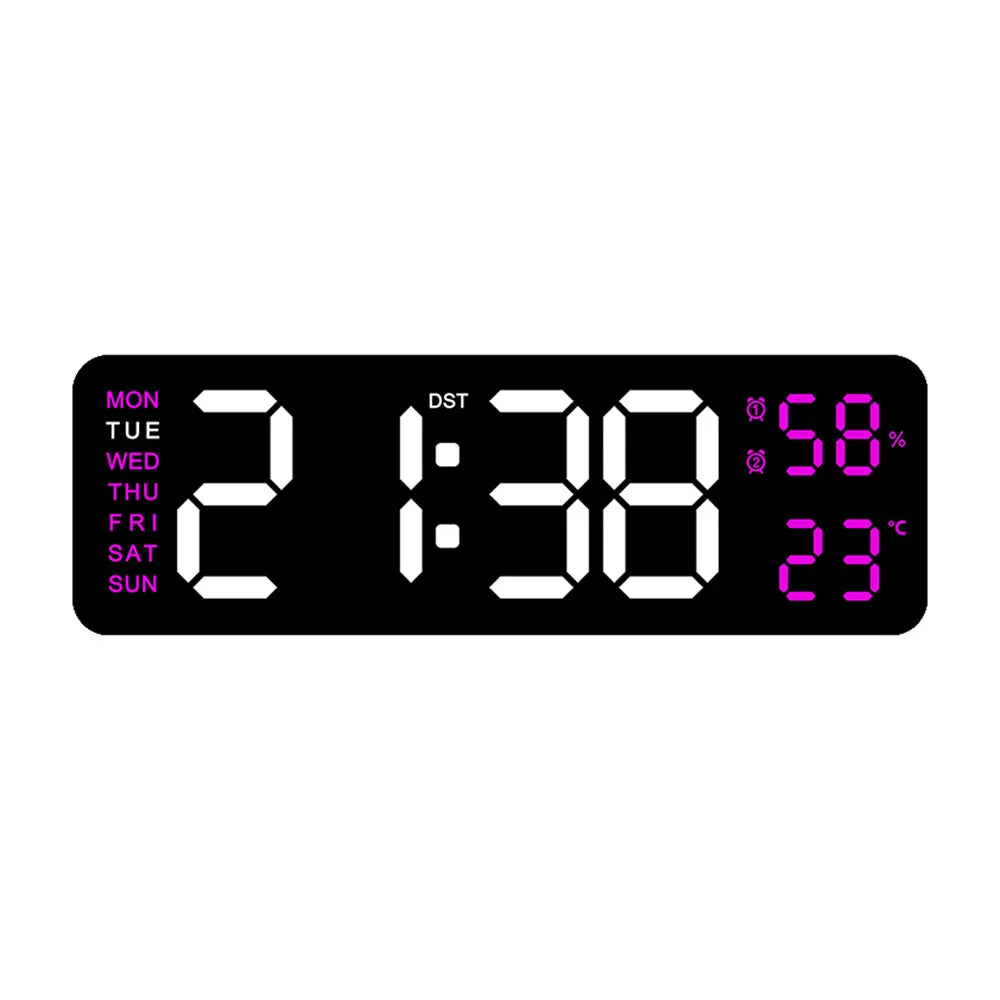 TimeGlow Horloge - Réveil Numérique Mince avec Température et Calendrier