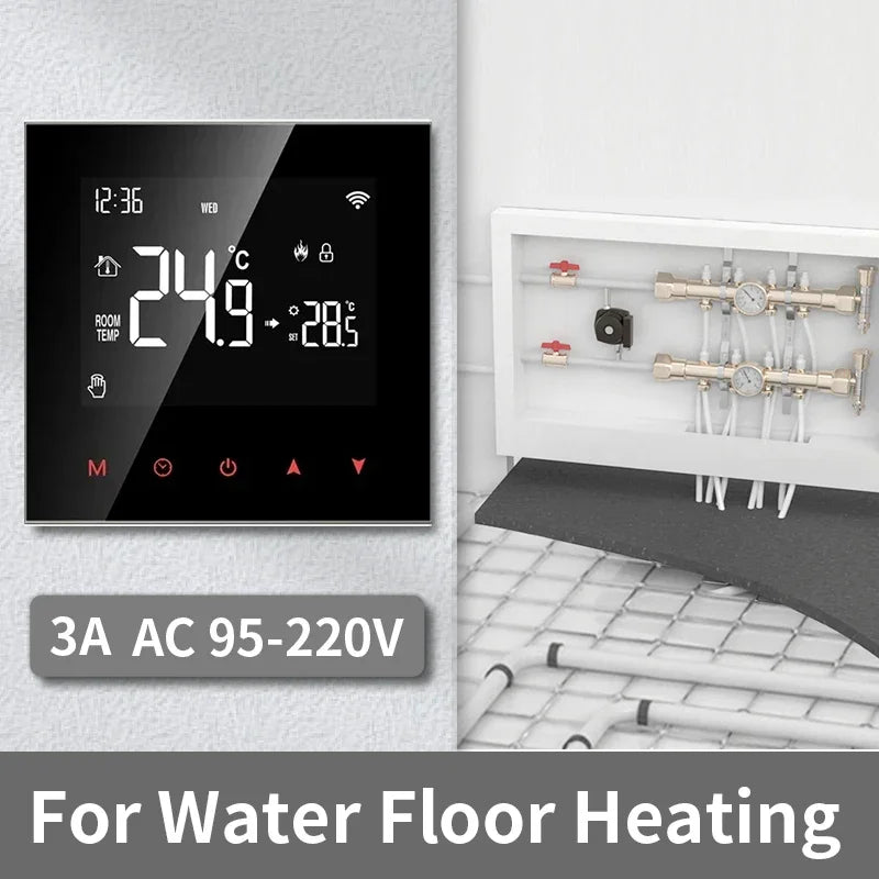 Thermostat Intelligent Tuya Contrôle pour Chauffage au Sol Hydraulique & Électrique - Contrôle Vocal Wifi via Google Alexa SmartThings Apps