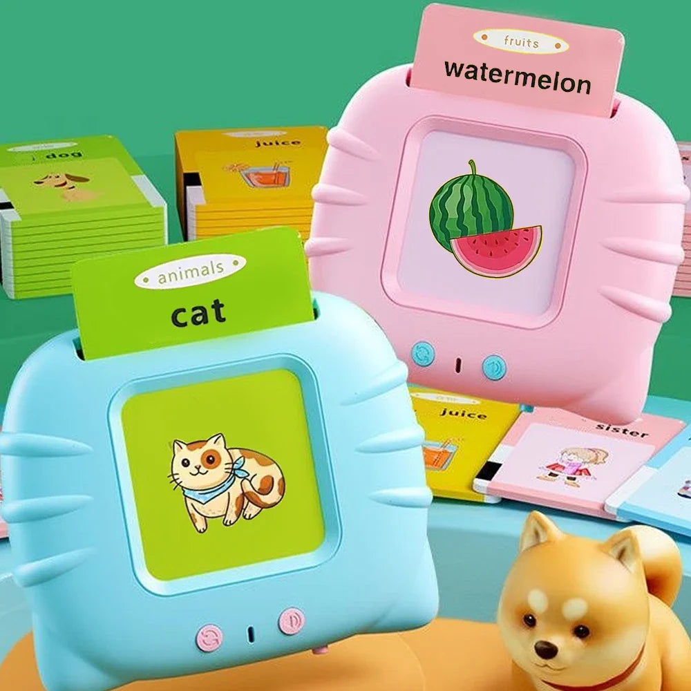 Cartes flash parlantes Machine d'apprentissage pour enfants - Jouet de livre audio éducatif pour la maternelle de 2 à 6 ans, rechargeable par USB, design respectueux des yeux