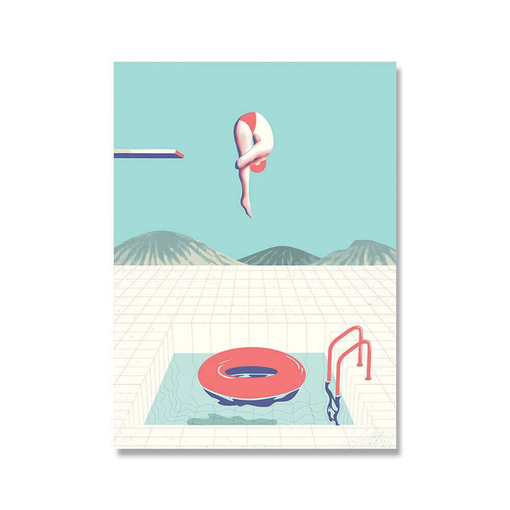 Affiche en toile PoP Art de piscine bleue