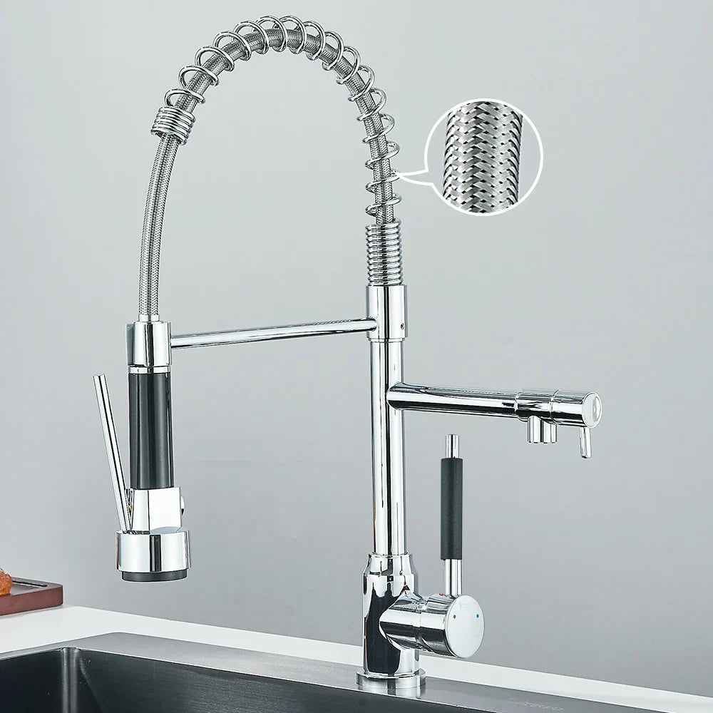 FlexiSource – Robinet de Cuisine à Double Bec avec Mélangeur