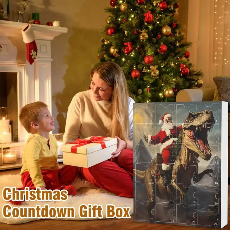 Calendrier de l'Avent Dinosaure - Compte à rebours de Noël de 24 jours, Décor de vacances amusant pour les enfants et les familles