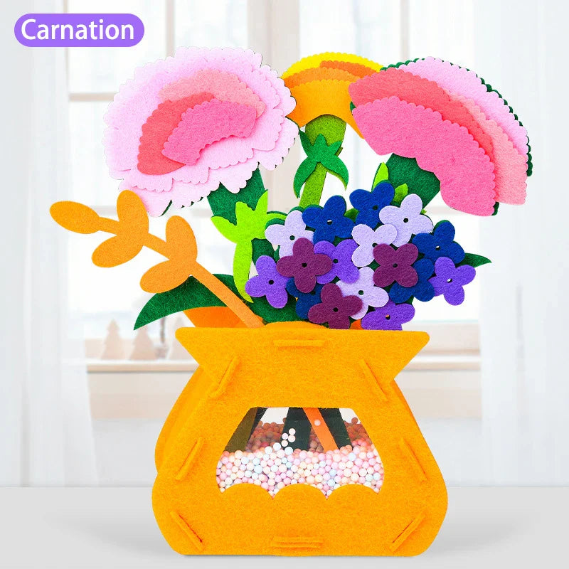 Ensemble de bricolage de fleurs Montessori fait main - Jouets colorés de pot de fleurs DIY pour enfants, cadeau créatif d'apprentissage précoce