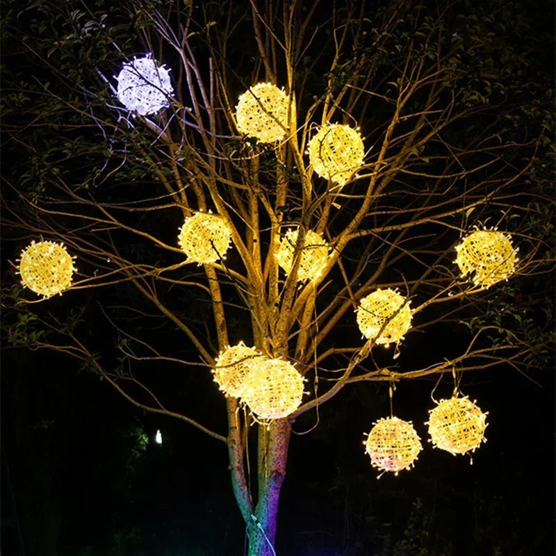 Sphere Lumières de Fête en Osier - Éclairage de Fête Élégant en Osier pour Chaque Occasion