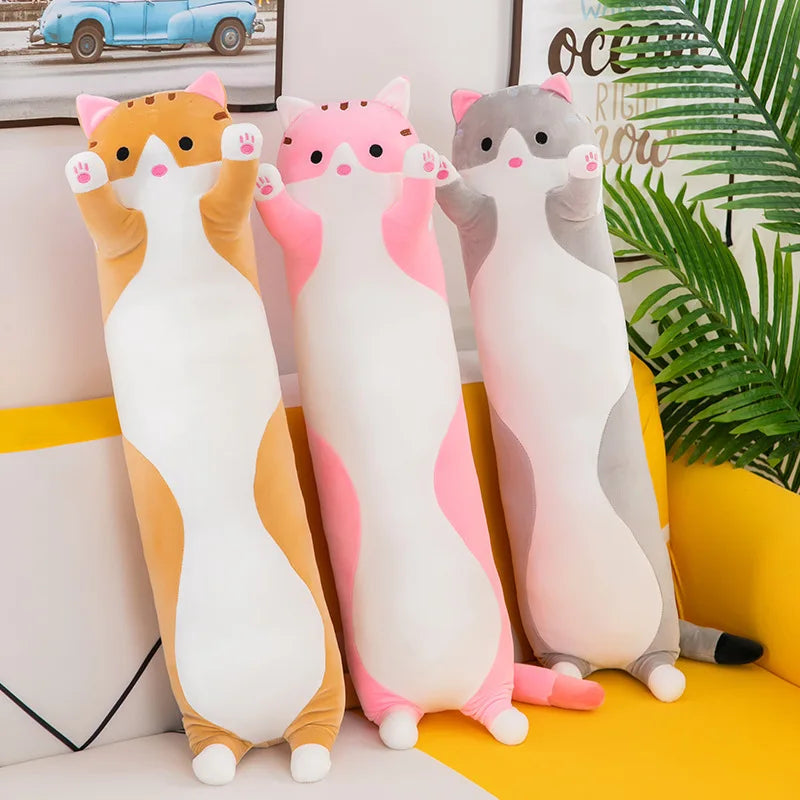 Adorable Coussin en Peluche Chat & Chien - 50-130cm (19.6-51.1 pouces) Coussin Doux pour Enfants & Filles, Parfait pour les Siestes et la Détente