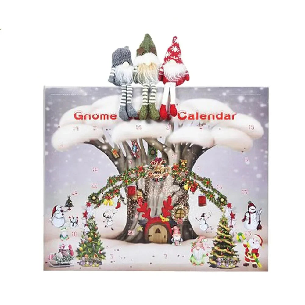 Calendrier de l'Avent Gnome de Noël en Peluche - Décor Scandinave pour le Compte à Rebours des Fêtes, 3 Gnomes Tomte Collectionnables