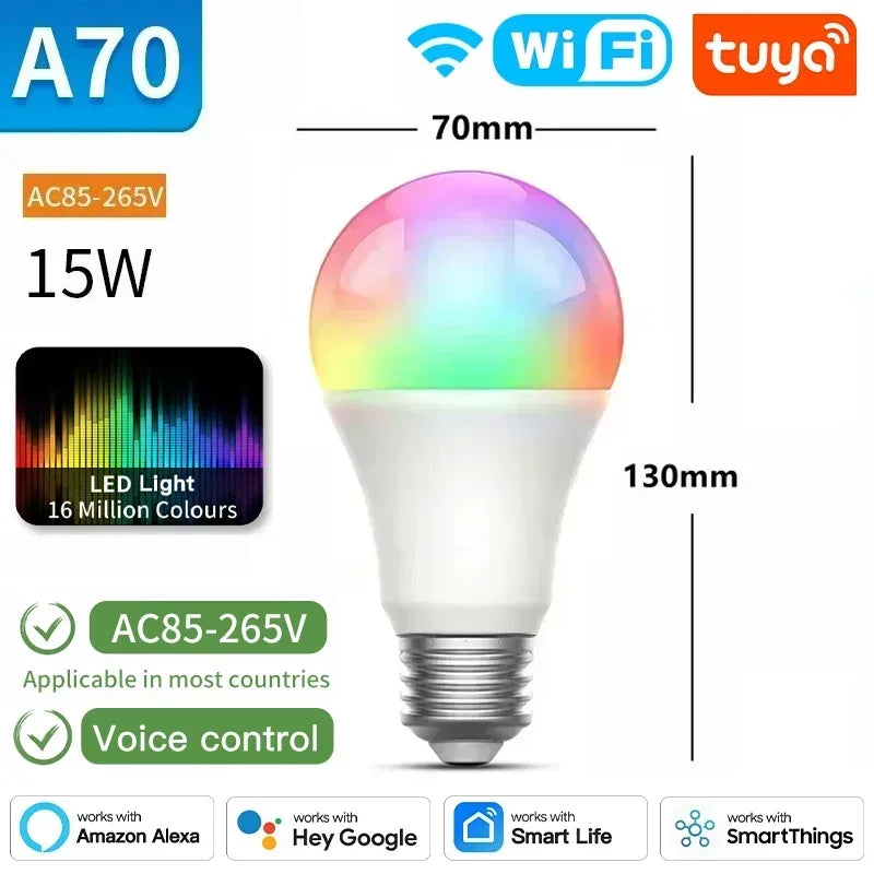Ampoules LED intelligentes Tuya Zigbee E27 E14 GU10 - Dimmable RGB contrôlées par Wifi via les applications SmartLife Google Alexa