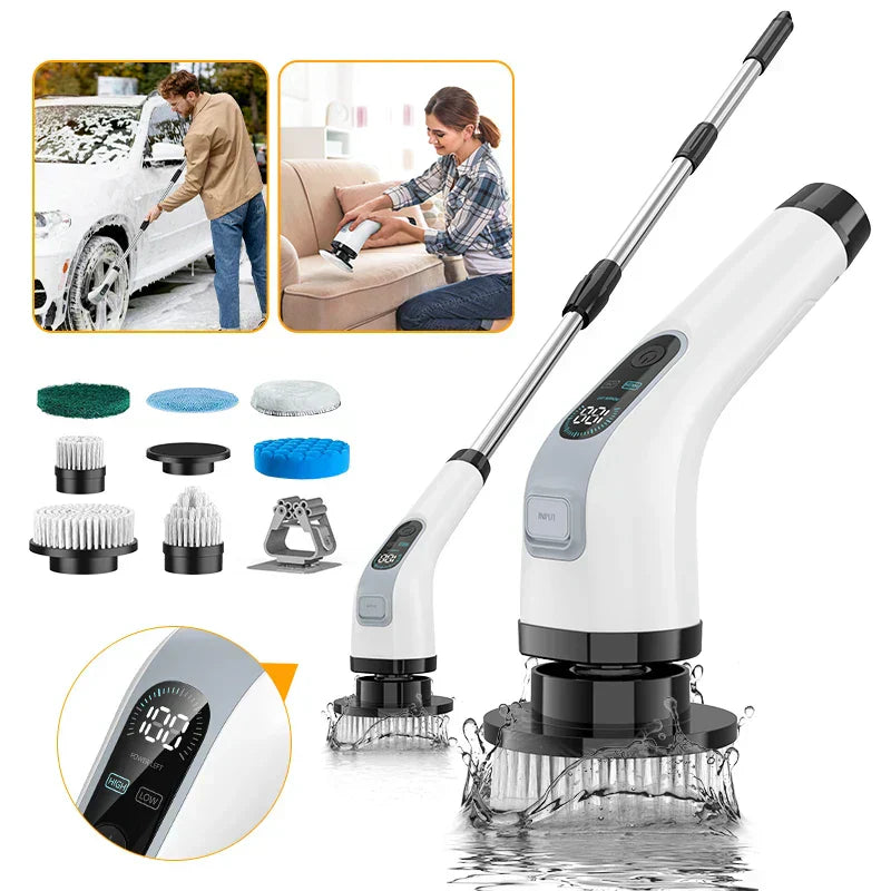 Floroux - Brosse de nettoyage électrique sans fil avec 7 accessoires de nettoyage