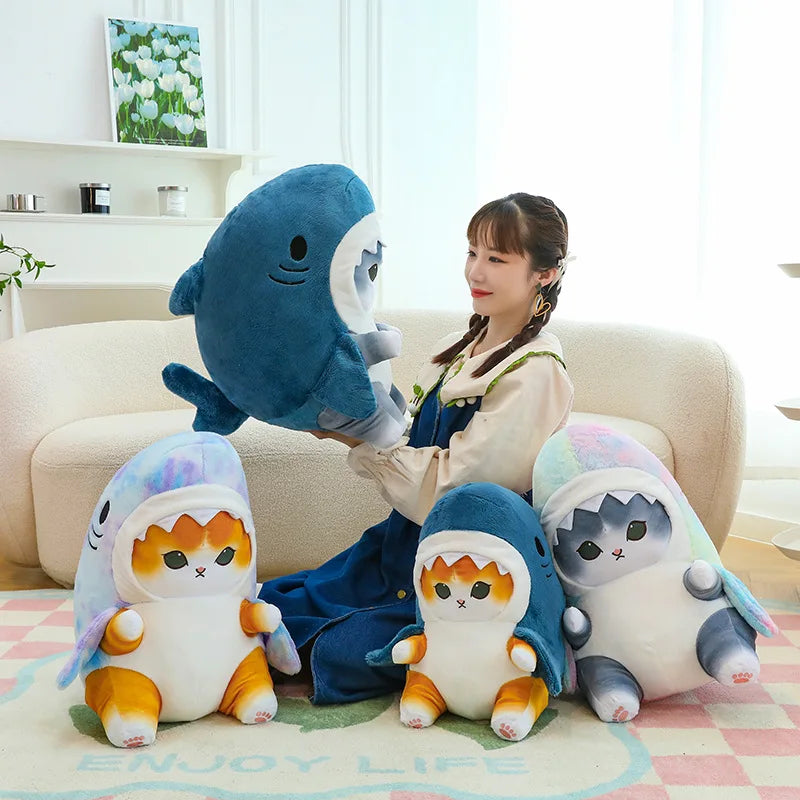 Floroux - Chat câlin ludique en costume de requin mignon pour enfants