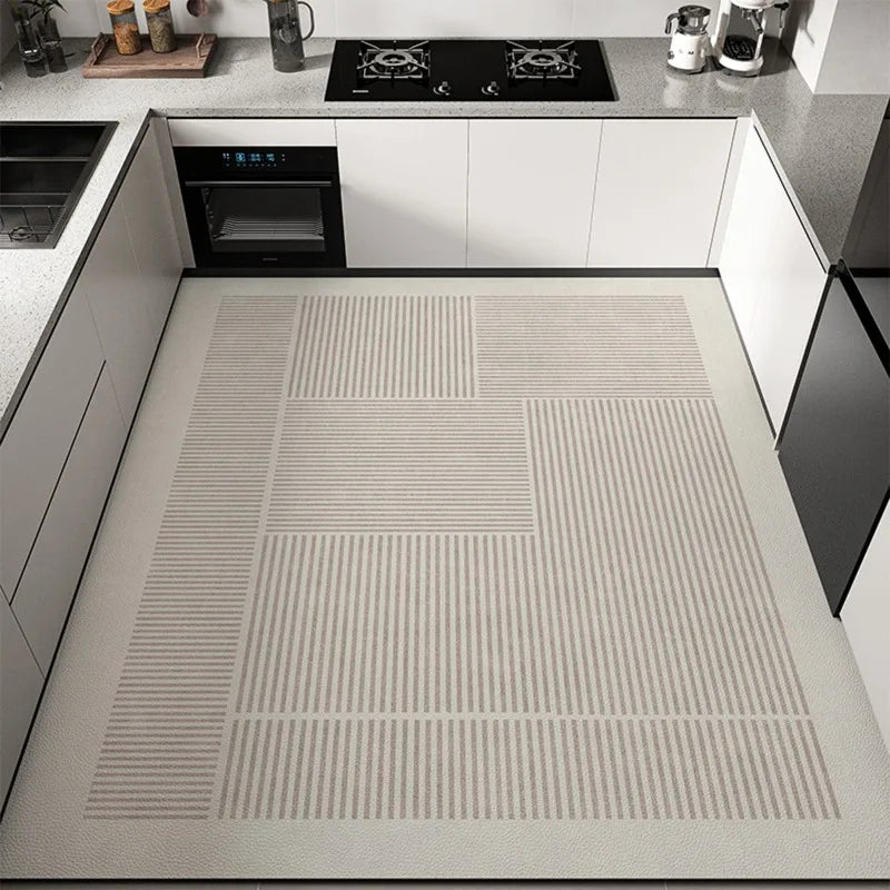 Tapis de cuisine moderne en PVC – Tapis de sol imperméable et résistant à l'huile pour une décoration intérieure élégante