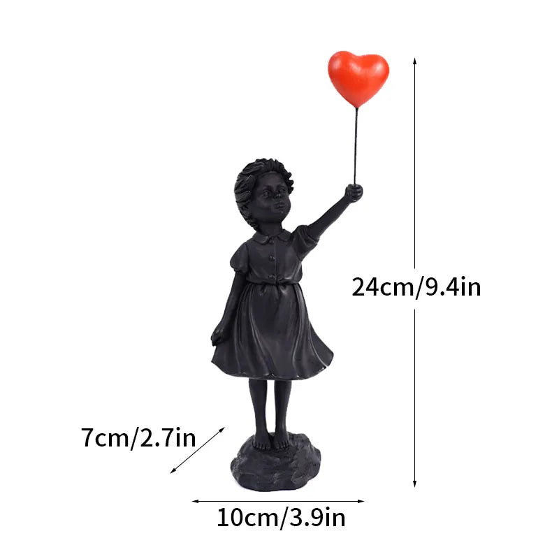 Floroux Banksy Sculpture Collection | Flower Thrower & Balloon Girl | Pop Art Figures | Modern Décor for Office and Home
