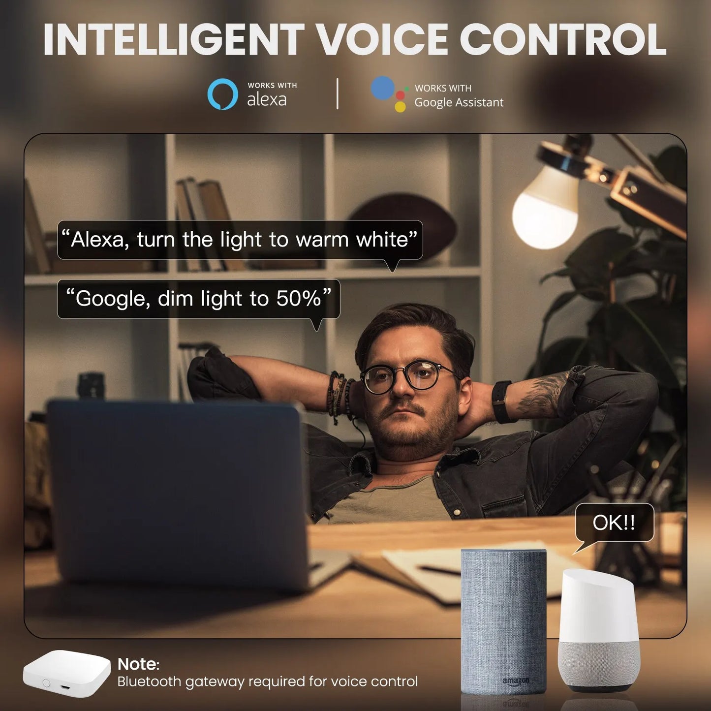 Ampoule LED Bluetooth Tuya Smart E27 9W - WiFi RGB Dimmable Contrôle via SmartLife Google Alexa Apps