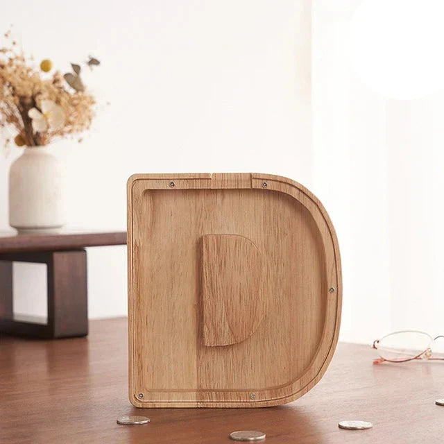 Tirelire avec lettres en bois – Épargner – personnalisable – rangement sécurisé