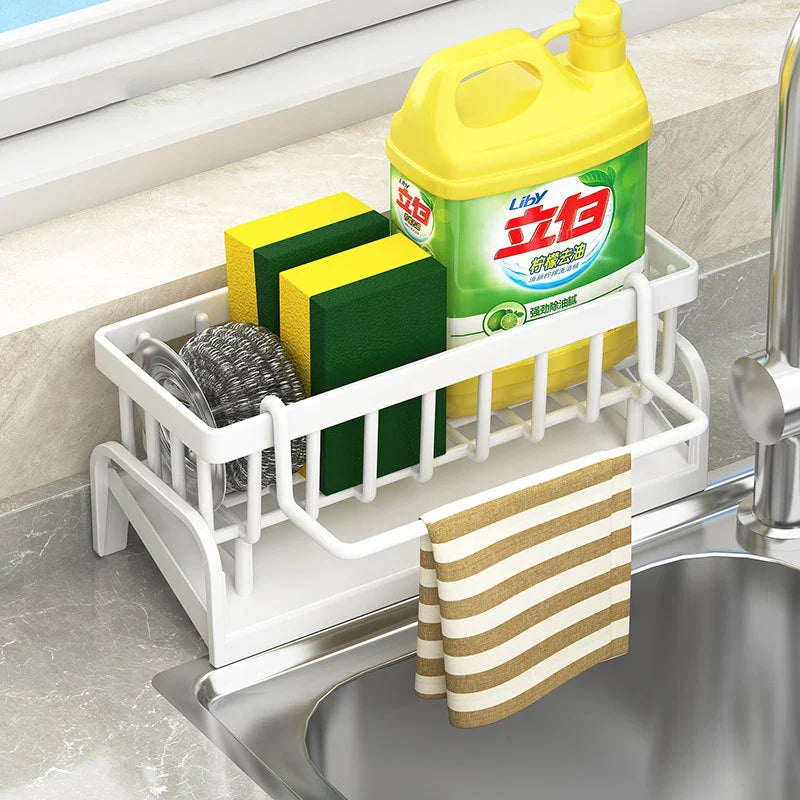 Stella Organisateur d'évier en acier inoxydable – Support pour éponge et serviette