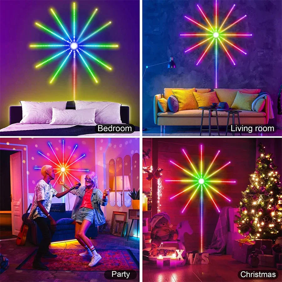 Guirlande lumineuse LED RGB intelligente - Lumières féériques Starburst contrôlées par application avec synchronisation musicale pour fêtes, mariages et décorations de vacances