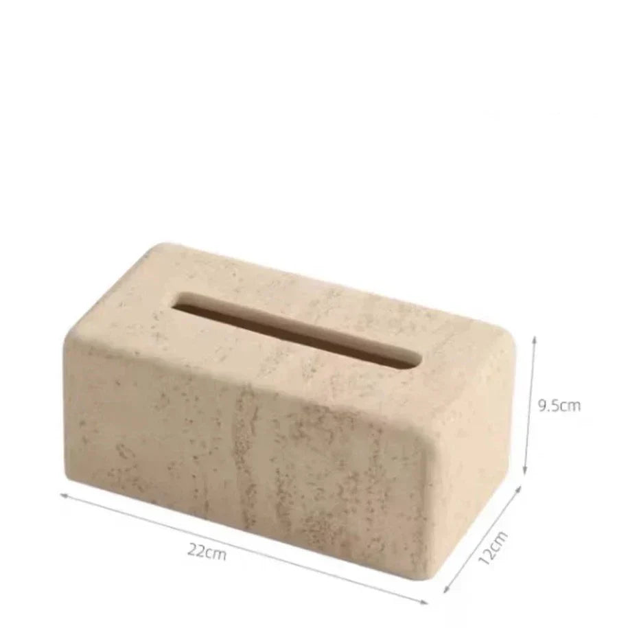 Floroux Faux Travertin Porte-mouchoir | Décoration de salle de bains élégante | Pratique & Stylé