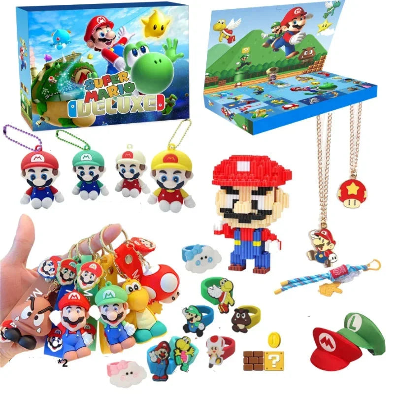 Calendrier de l'Avent Super Mario Bros 24 Jours - Jouets d'Action Anime Mignons & Ornements en Poupée pour Cadeau de Noël pour Enfants