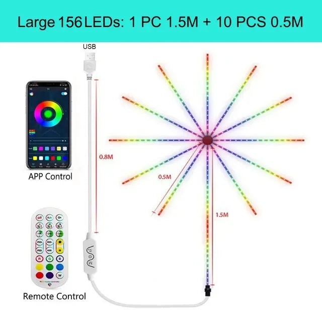 Guirlande lumineuse LED RGB intelligente - Lumières féériques Starburst contrôlées par application avec synchronisation musicale pour fêtes, mariages et décorations de vacances