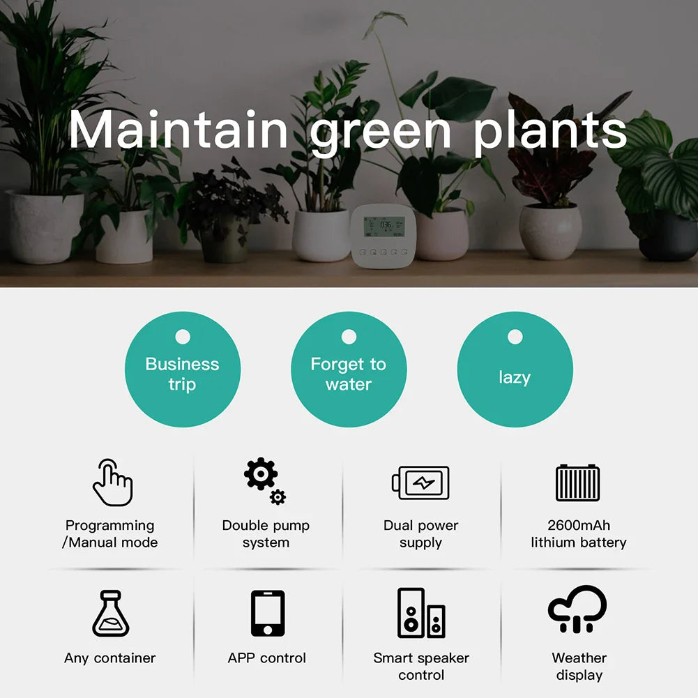 Tuya Smart Water Pump Timer - Contrôle d'arrosage par irrigation micro-goutte WiFi via les applications SmartLife Google Alexa