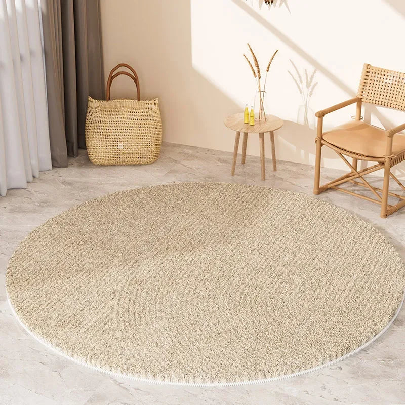 Tapis Wabi-Sabi Rond – Grand tapis antidérapant au look bois pour salon et chambre