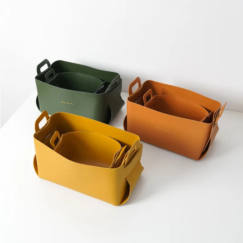 Bacs de rangement en simili cuir
