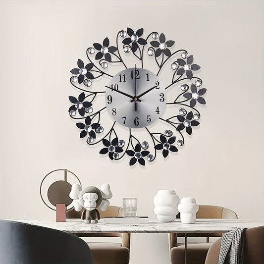 Horloge murale en métal Floroux l Horloge décorative ronde pour le salon