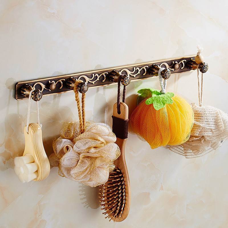 Ensemble de quincaillerie de salle de bain en bronze antique – Porte-serviettes, porte-papier toilette, porte-brosse | Accessoires de bain en aluminium gain de place