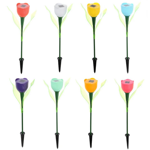 Floroux – Lampes de jardin à tulipes alimentées par énergie solaire