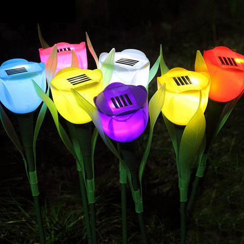 Floroux – Lampes de jardin à tulipes alimentées par énergie solaire
