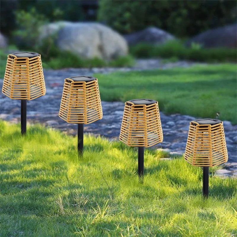 Floroux - Torches solaires en rotin