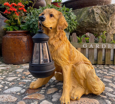 Floroux | Statue de chien mignonne lumière de jardin