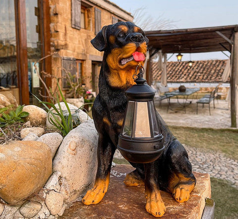 Floroux | Statue de chien mignonne lumière de jardin