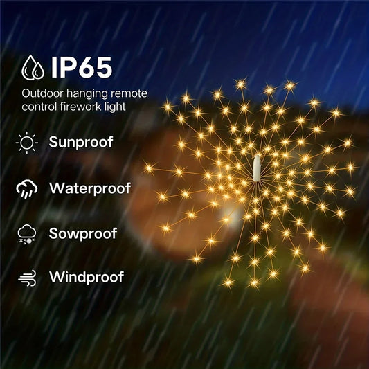 Lampe de feu d'artifice solaire suspendue