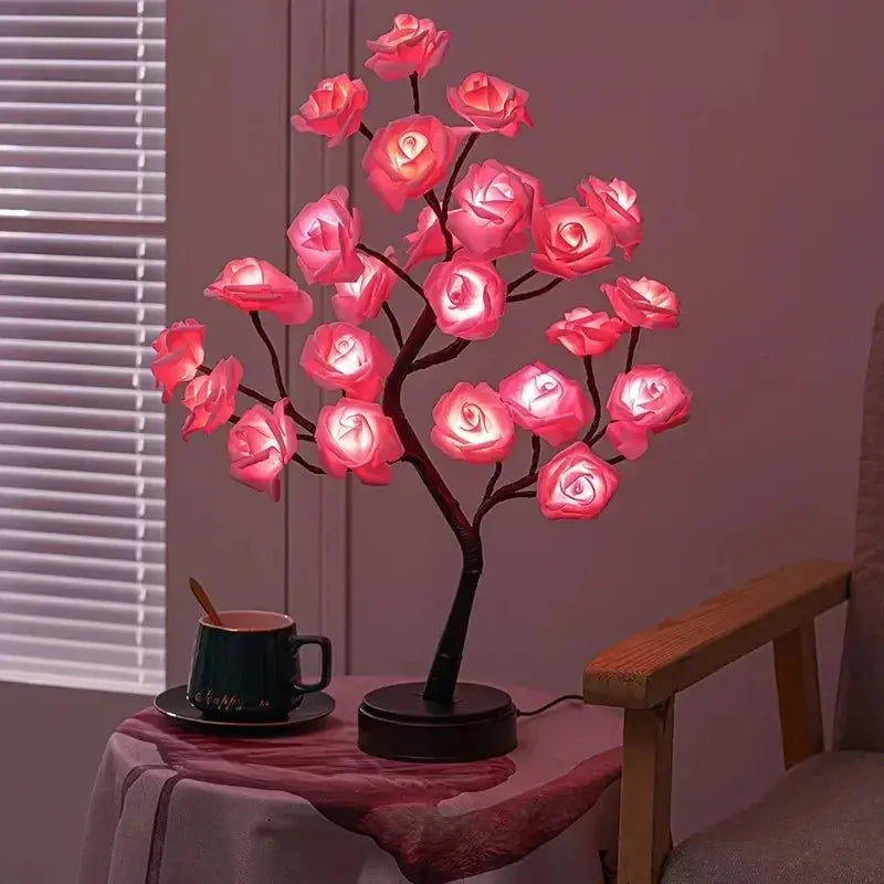 FleurLumière - Lampe de Table Éclairante en Forme de Rose