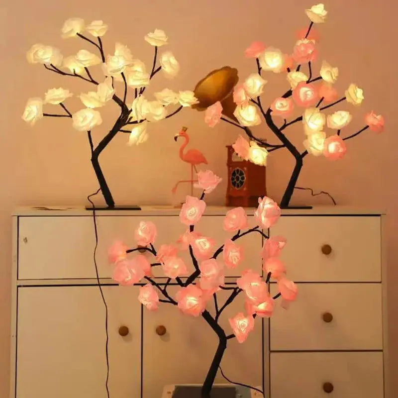 FleurLumière - Lampe de Table Éclairante en Forme de Rose