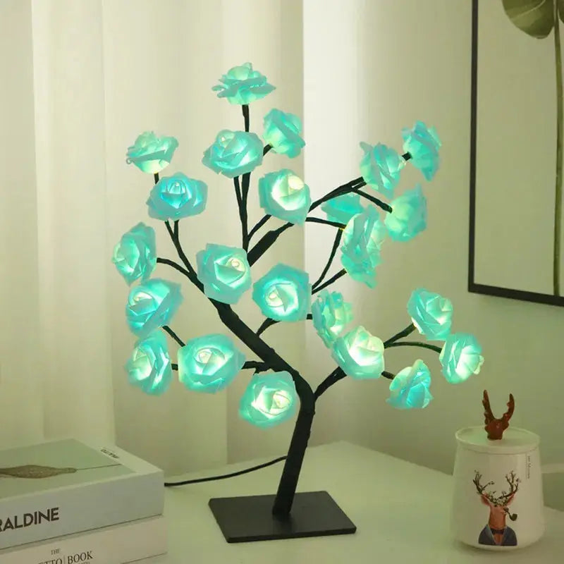 FleurLumière - Lampe de Table Éclairante en Forme de Rose