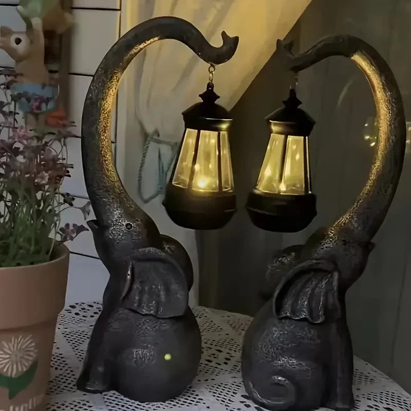 Floroux | Lampe éléphant alimentée par des panneaux solaires résistante aux intempéries