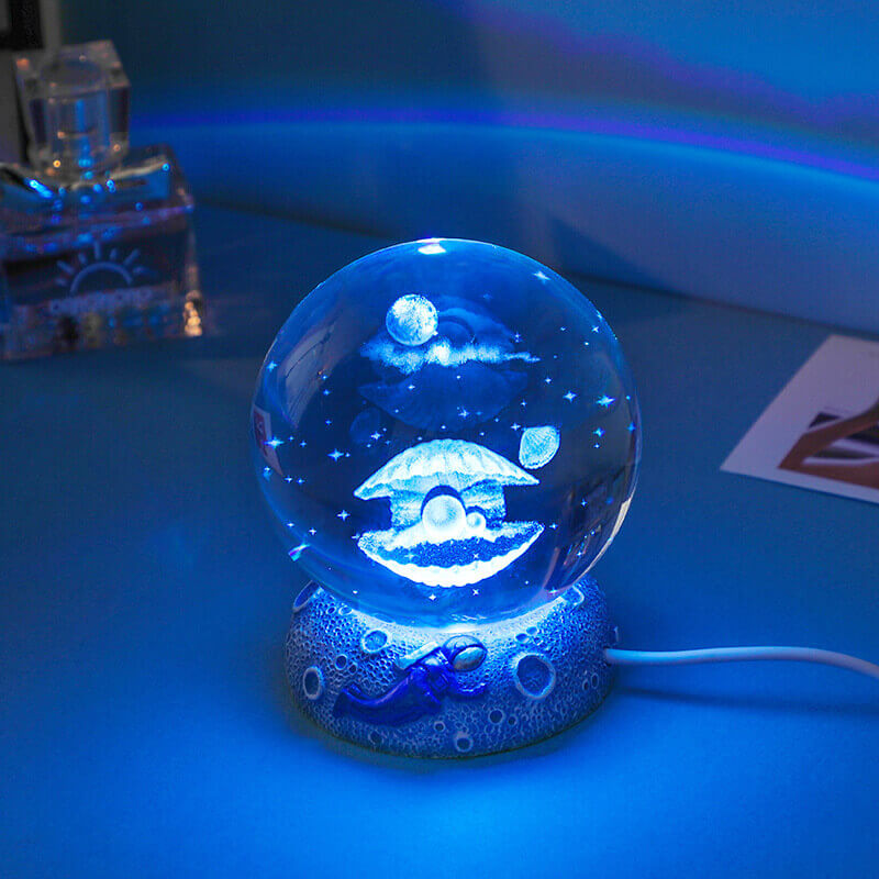Floroux Crystal Sphere Night Light | LED Underwater World Lamp | Ambient Light & Home Decoration